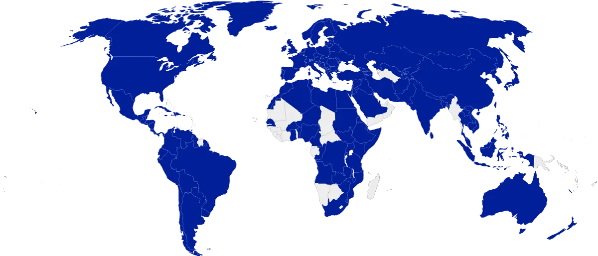 map of countries and regions represented at the Gainesville Language Exchange